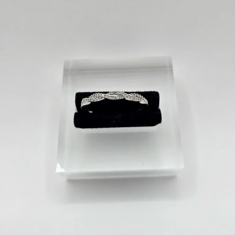 0.20 CT Double Twist Natural Diamond Sterling Silver Ring - Picture 3 of 5